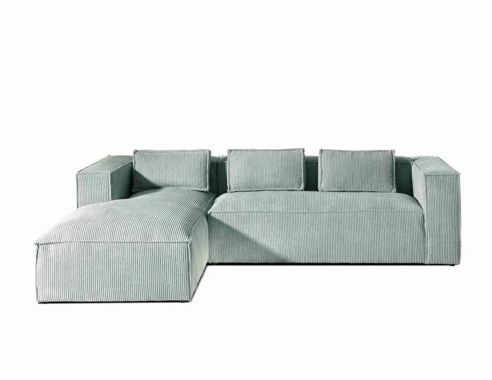 Canapé d'angle gauche en velours côtelé - 4 places - Bleu