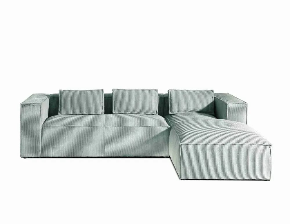 Canapé d'angle droit en velours côtelé - 4 places - Bleu