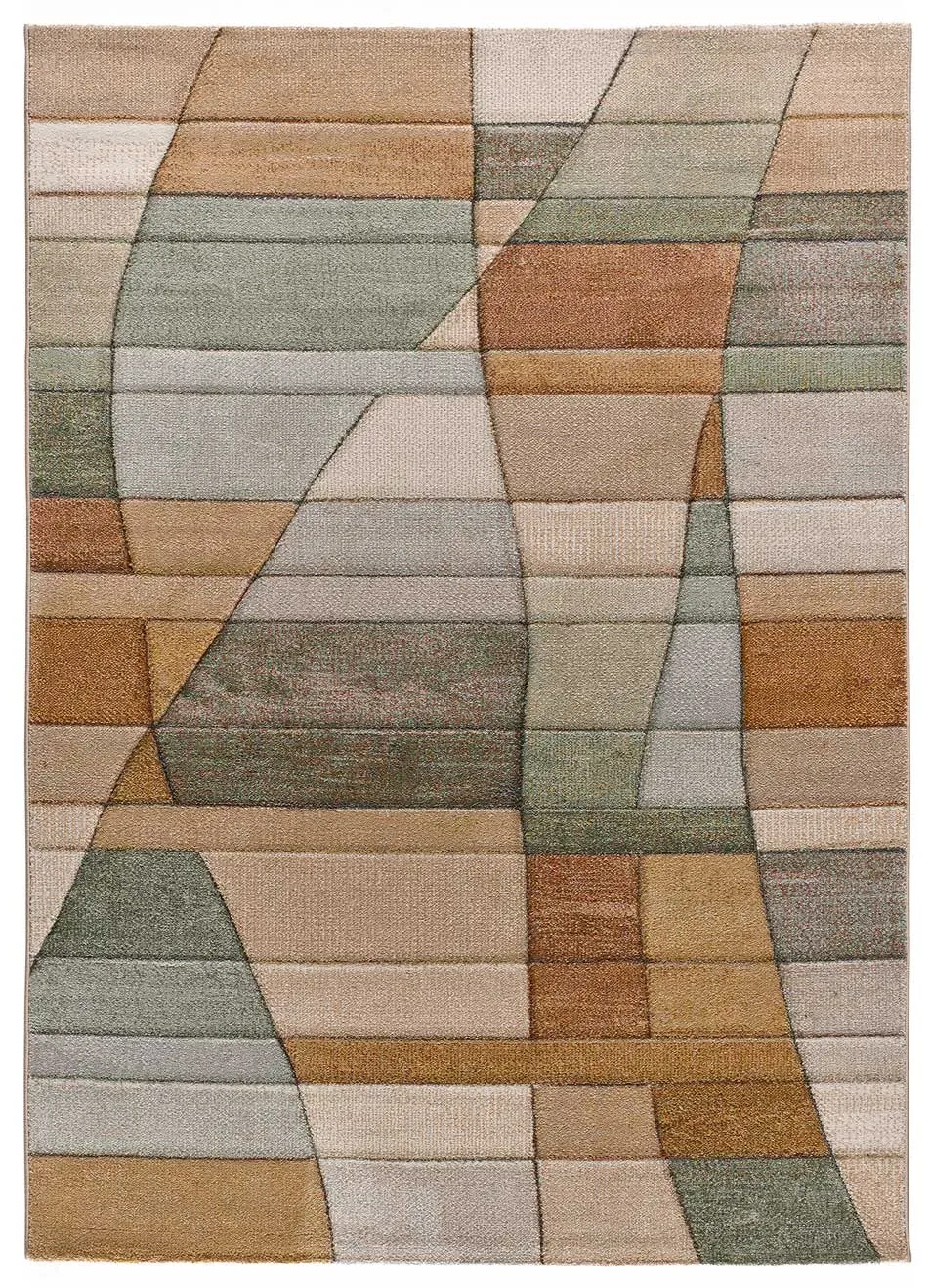 Tapis géométrique beige/rouille/vert 160x230 cm