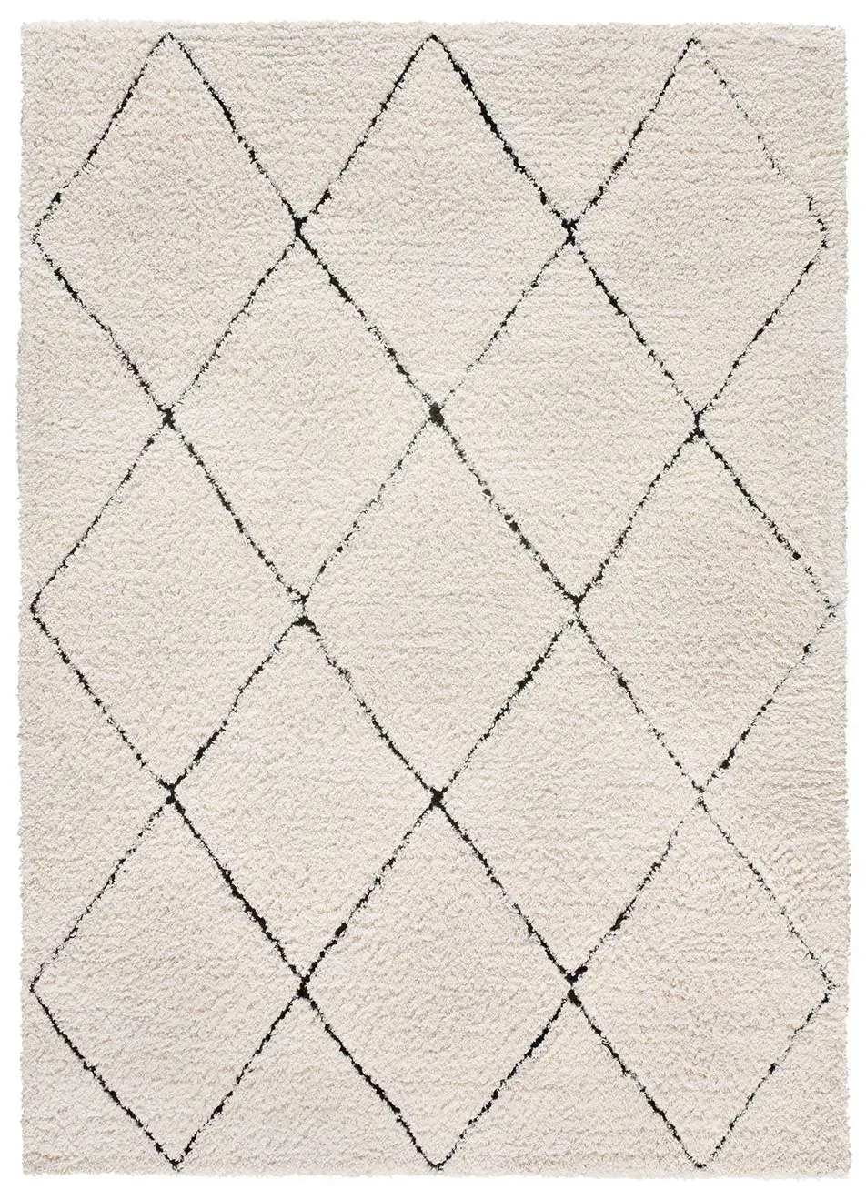 Tapis shaggy scandinave crème/noir 120x170 cm