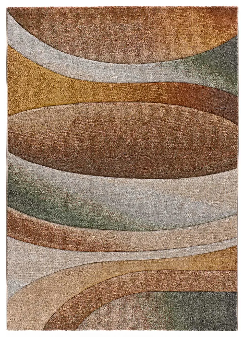 Tapis géométrique beige/rouille/vert 140x200 cm