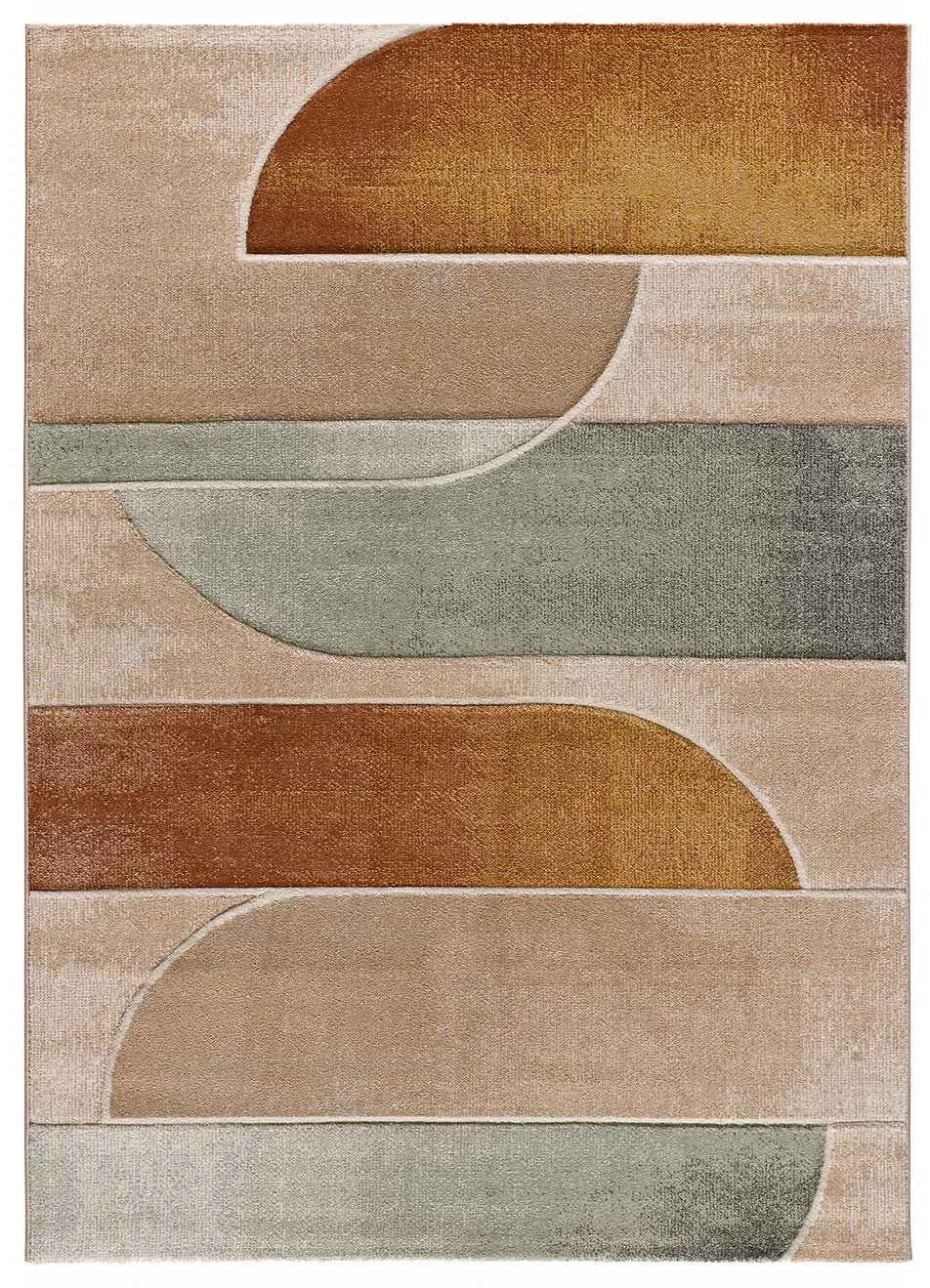 Tapis géométrique beige/rouille/vert 160x230 cm