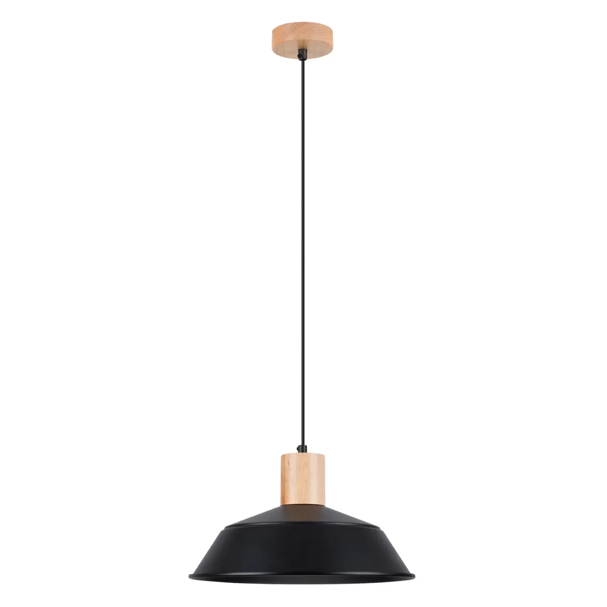 Lampe suspendue acier noir H 120 cm