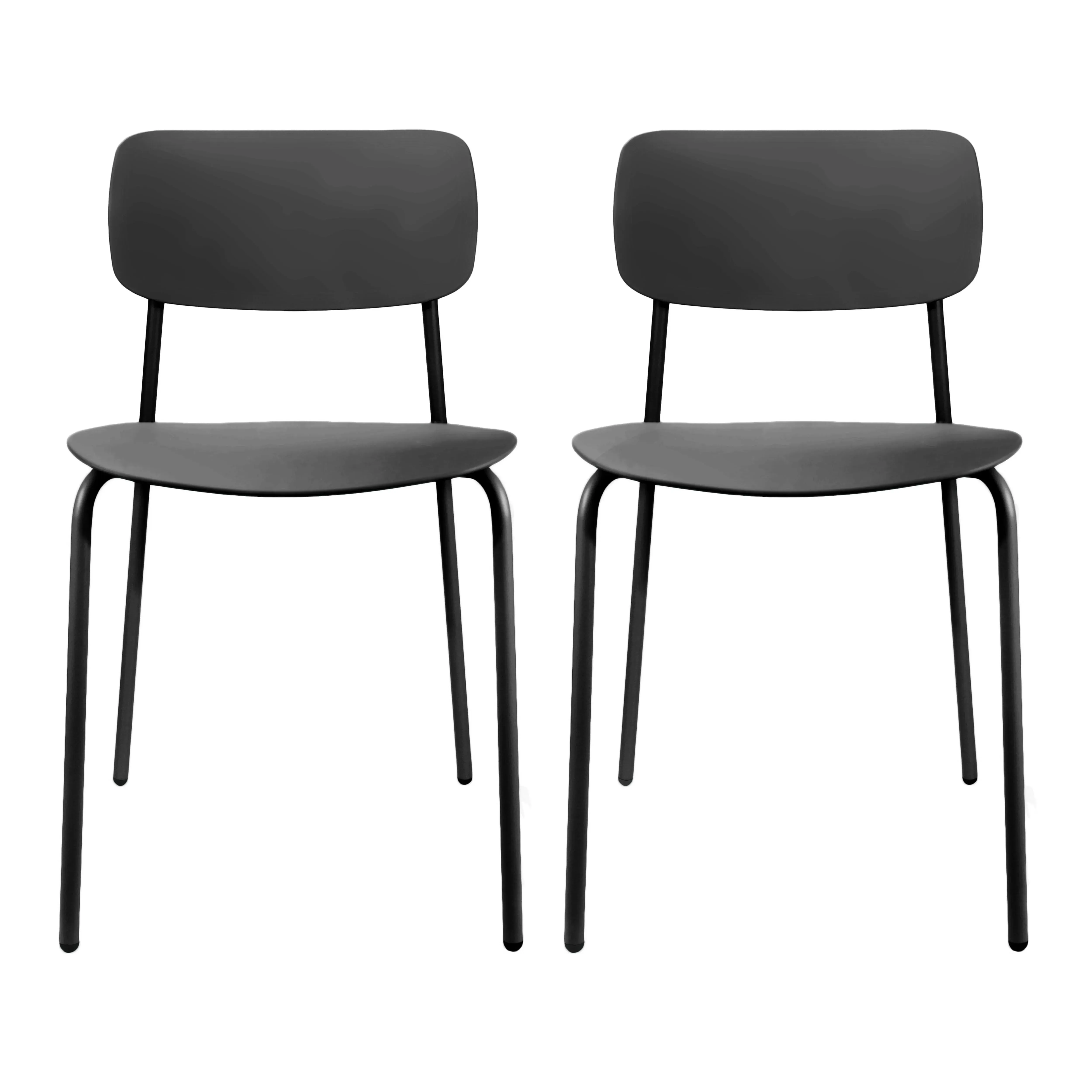 Lot de 2 chaises en acier et plastique noires