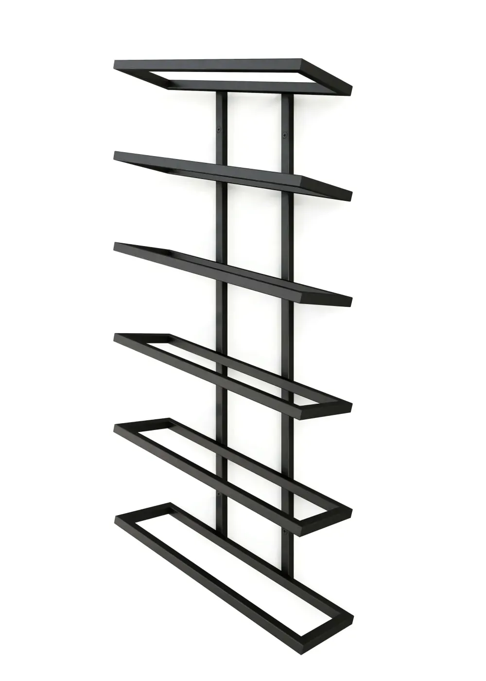Etagère à vin murale en acier noir, 62x27x10 cm