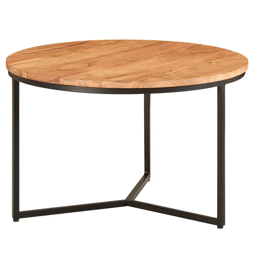 Table basse ronde en bois massif d'acacia, marron