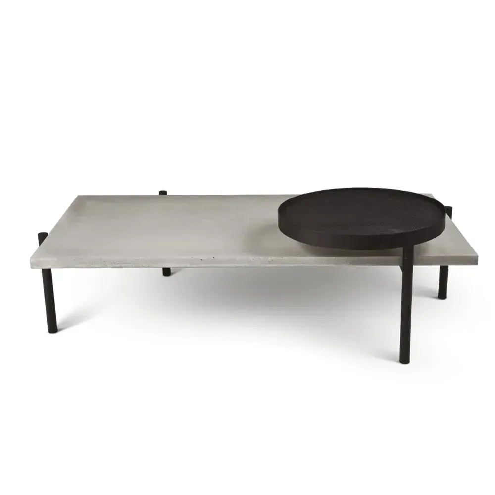 Table basse pivotante en béton gris et acier noir - 136x80cm