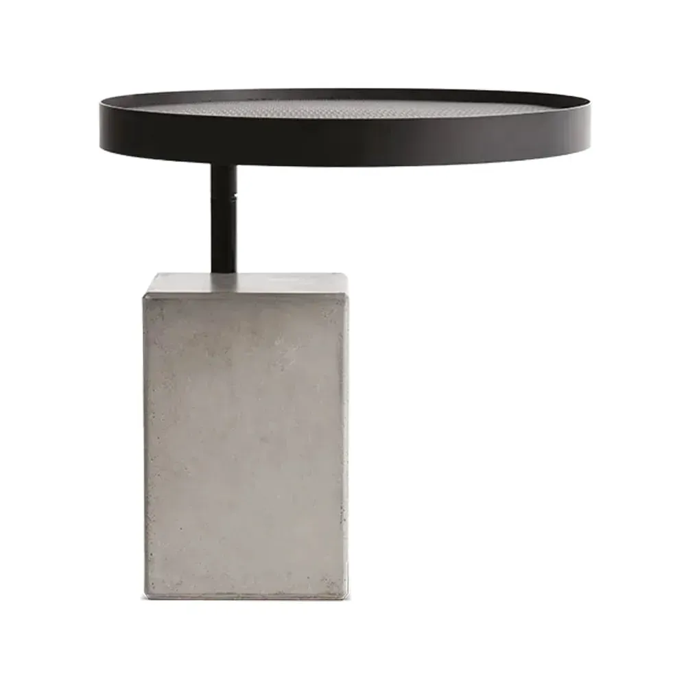 Table d'appoint pivotante en béton gris et acier noir - 45x45cm