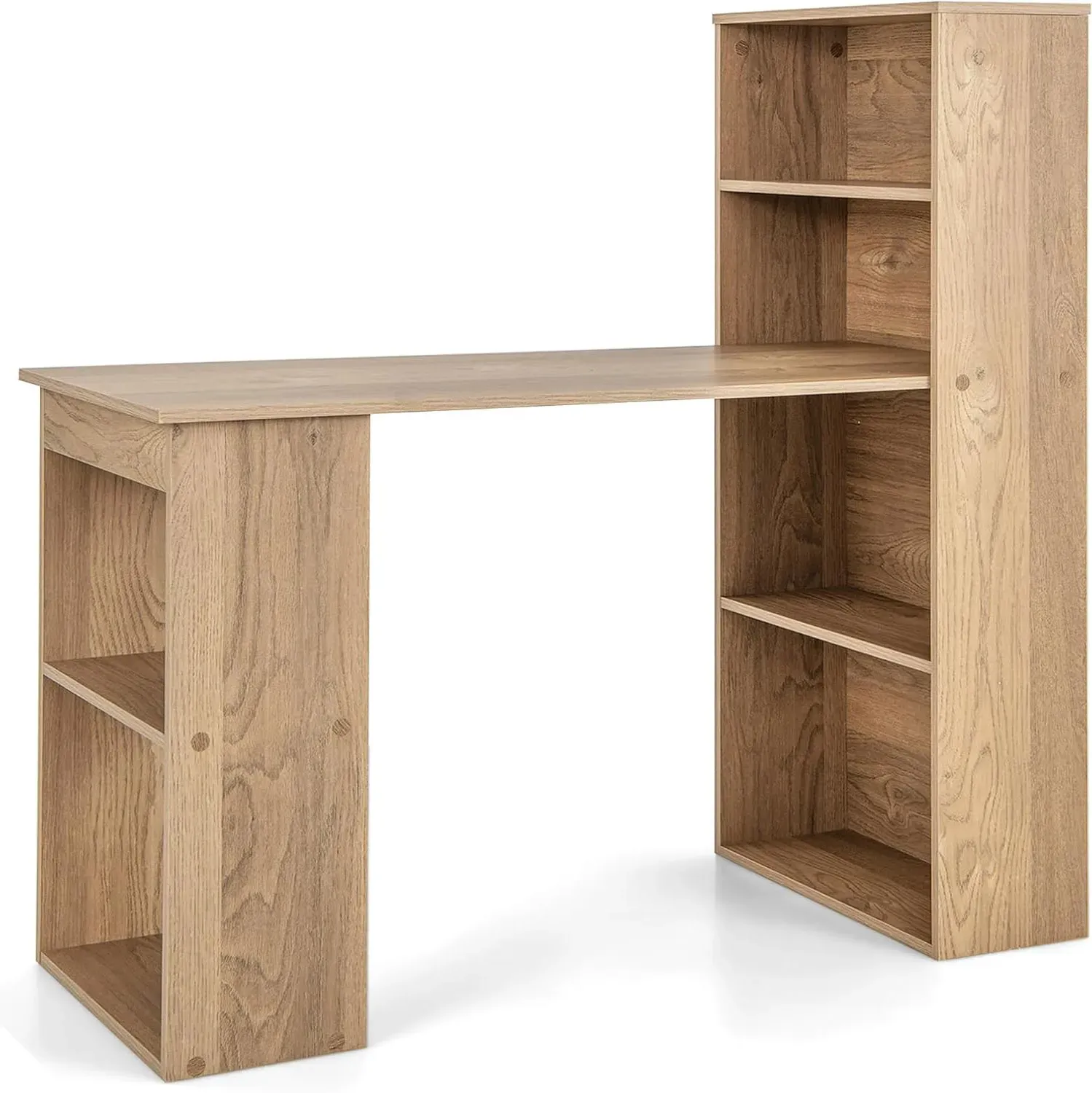 Bureau d'ordinateur réversible ergonomique naturel 122x 56 x 122 cm