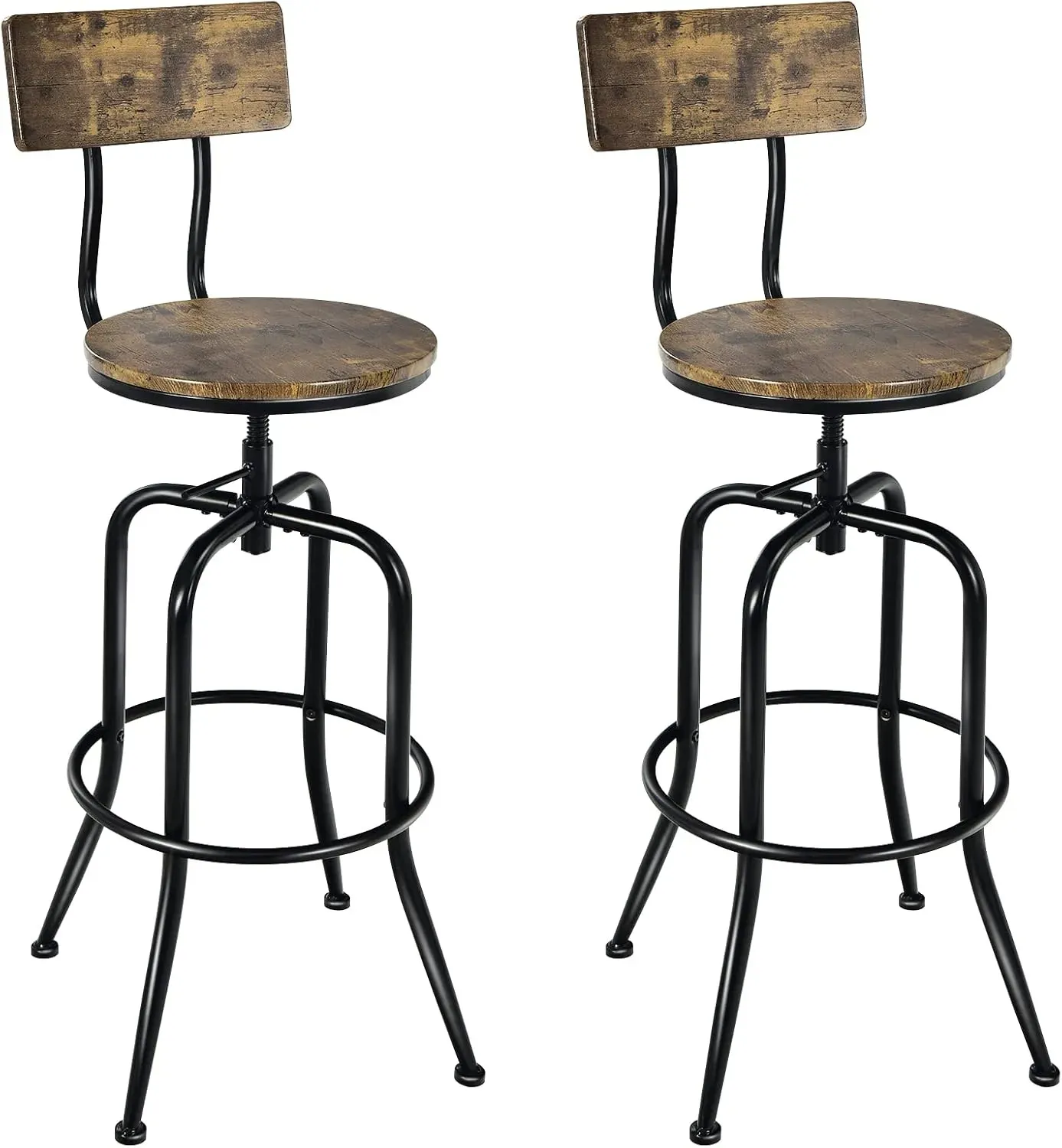 Ensemble de 2 tabourets de bar industriels 54 x 54x 98-106cm