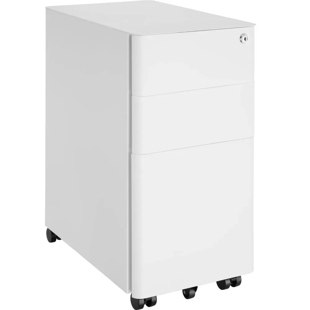 Caisson de bureau à roulettes 2 tiroirs et 1 dossiers suspendus blanc