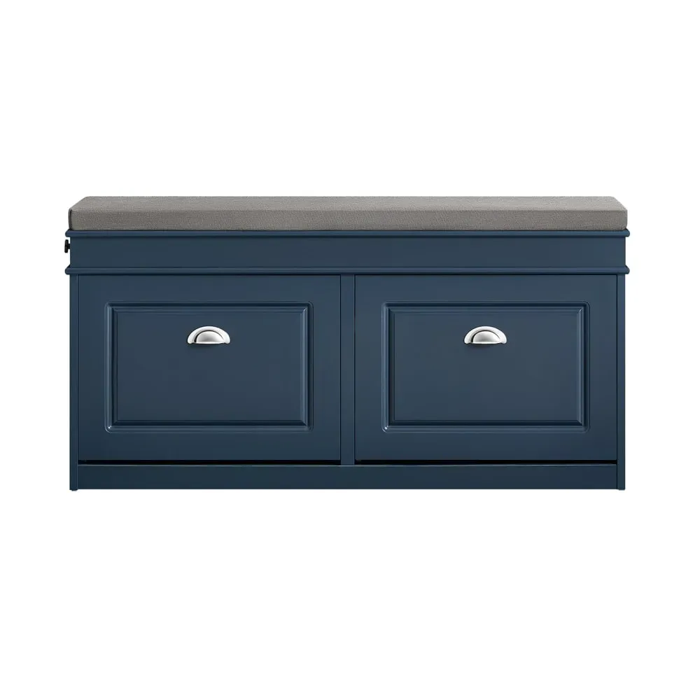 Meuble à chaussures avec 2 abattants effet bois bleu