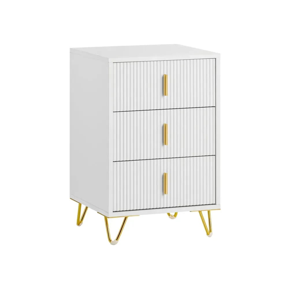 Table de chevet avec 2 tiroirs effet bois blanc