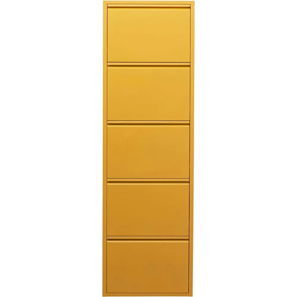 Casier à chaussures 5 tiroirs en acier jaune