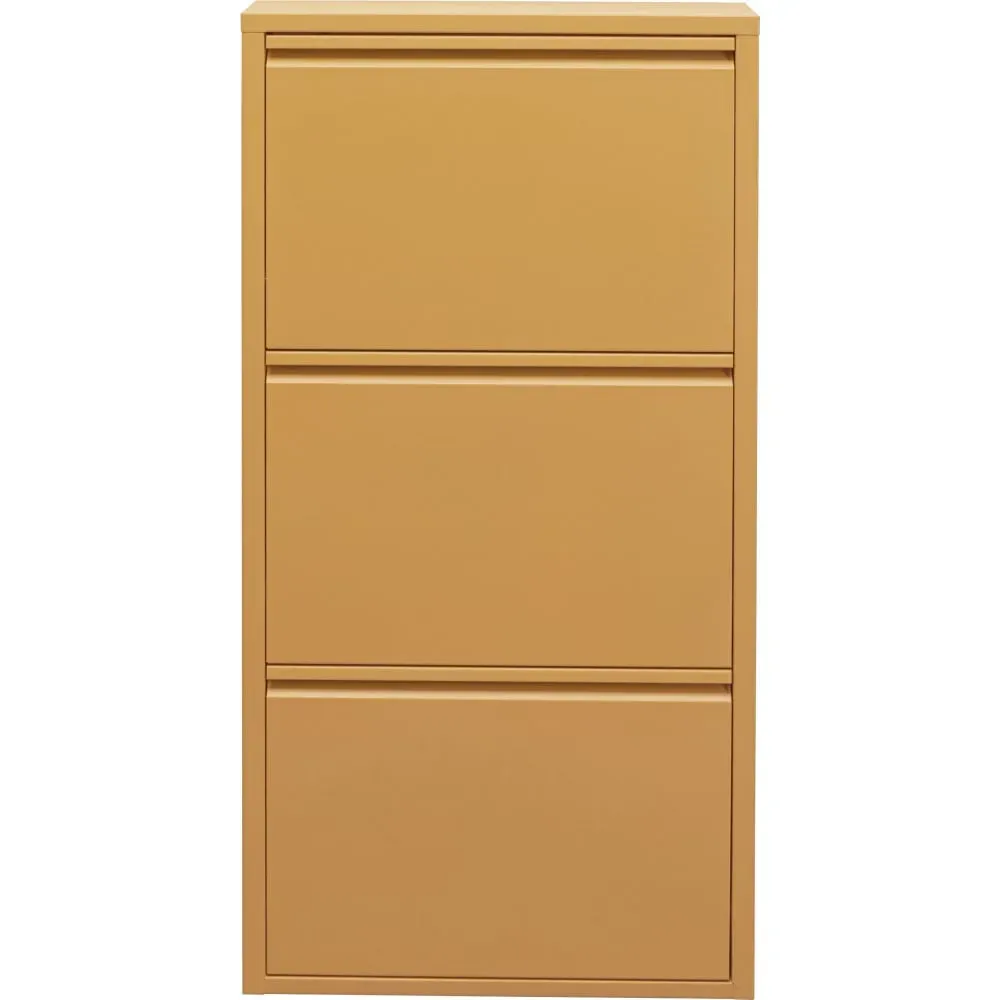 Casier à chaussures 3 tiroirs en acier jaune