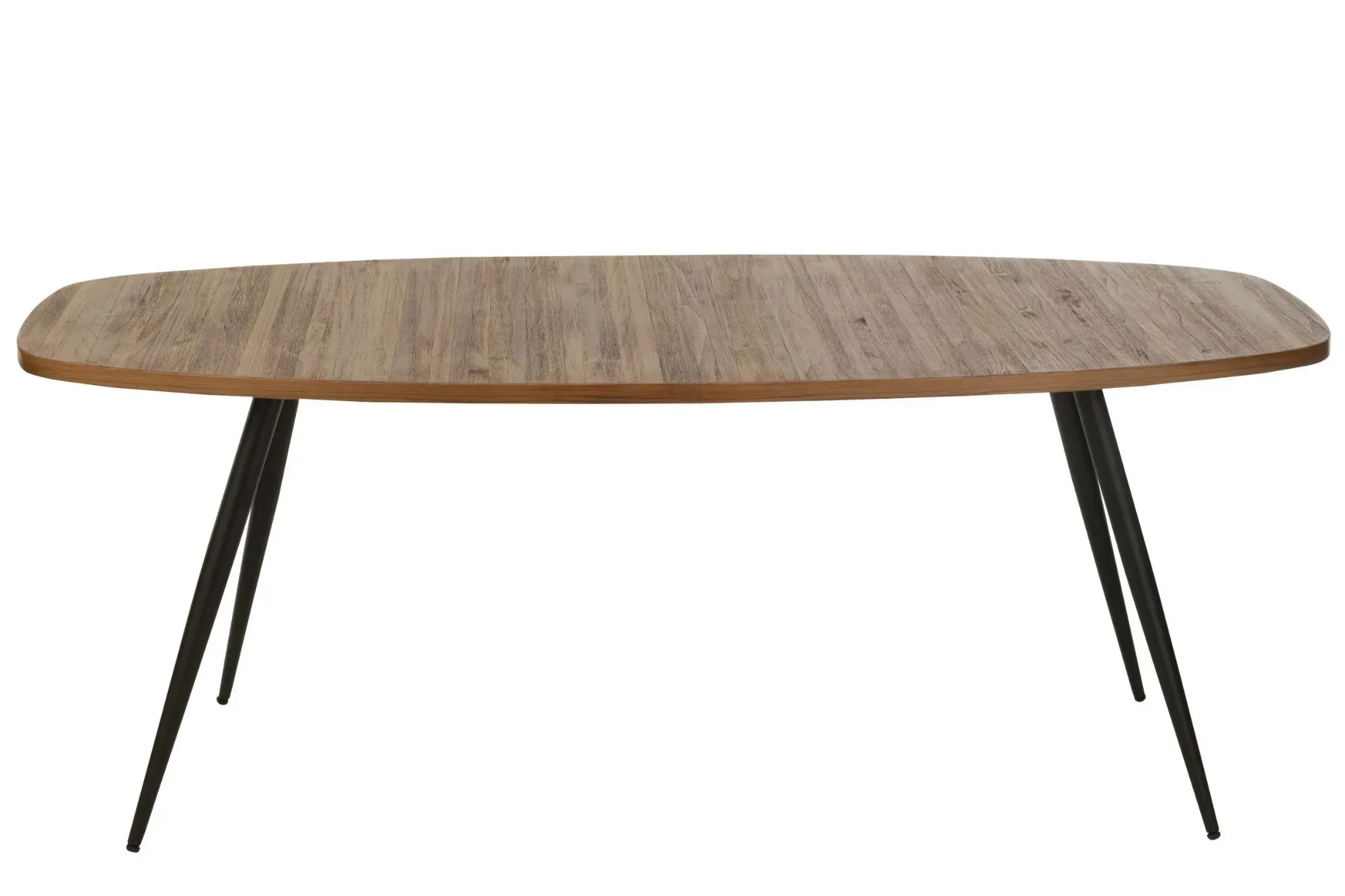 Table ovale en teck recyclé brossé et en métal 6 places L200 marron