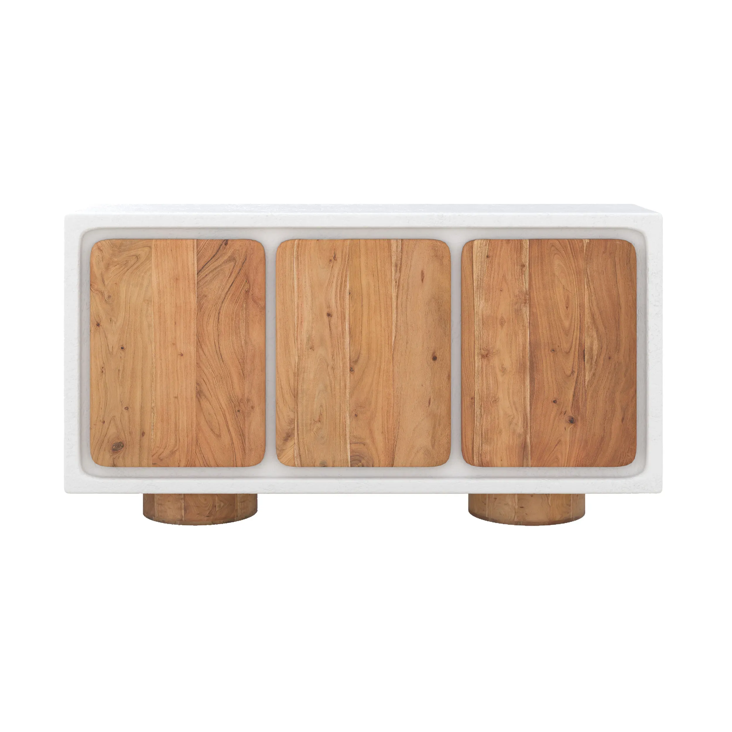 Buffet en béton blanc cassé et bois d'acacia