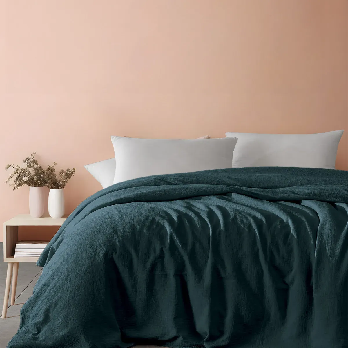 Couvrelit gaze de coton  indigo 240x260 cm