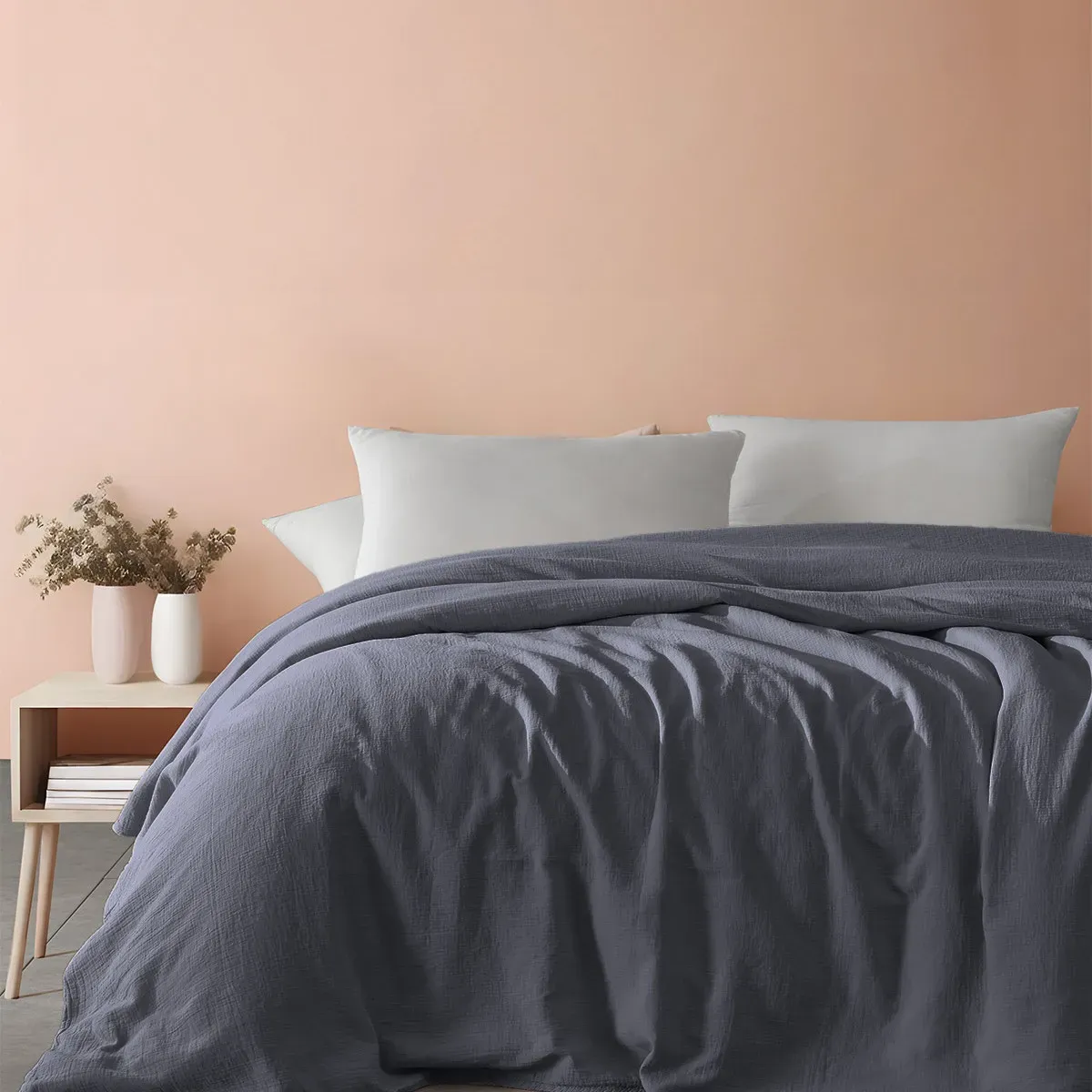 Couvrelit gaze de coton  ardoise 240x260 cm