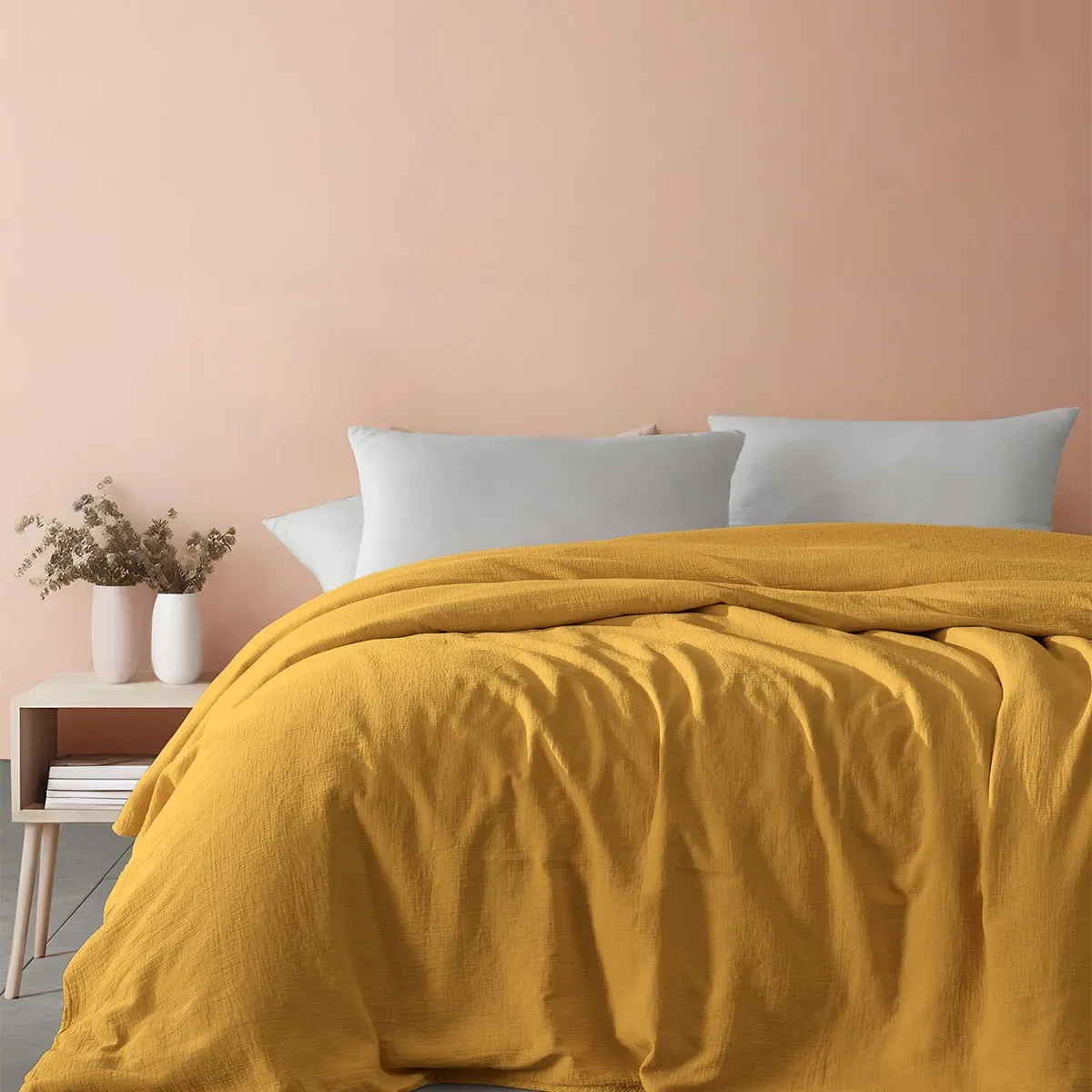 Couvrelit gaze de coton  miel 240x260 cm