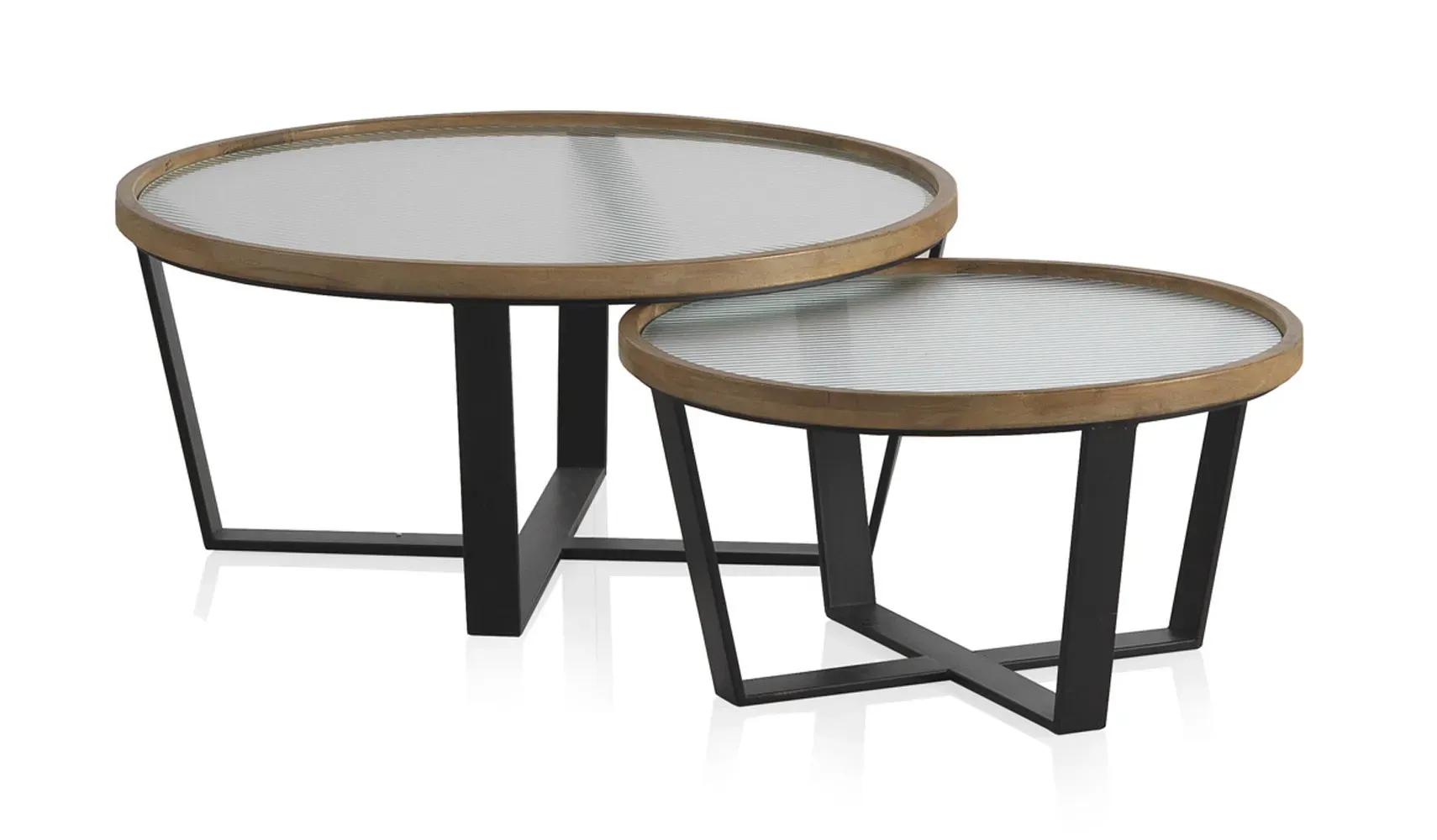 Lot de 2 tables basses rondes avec verre