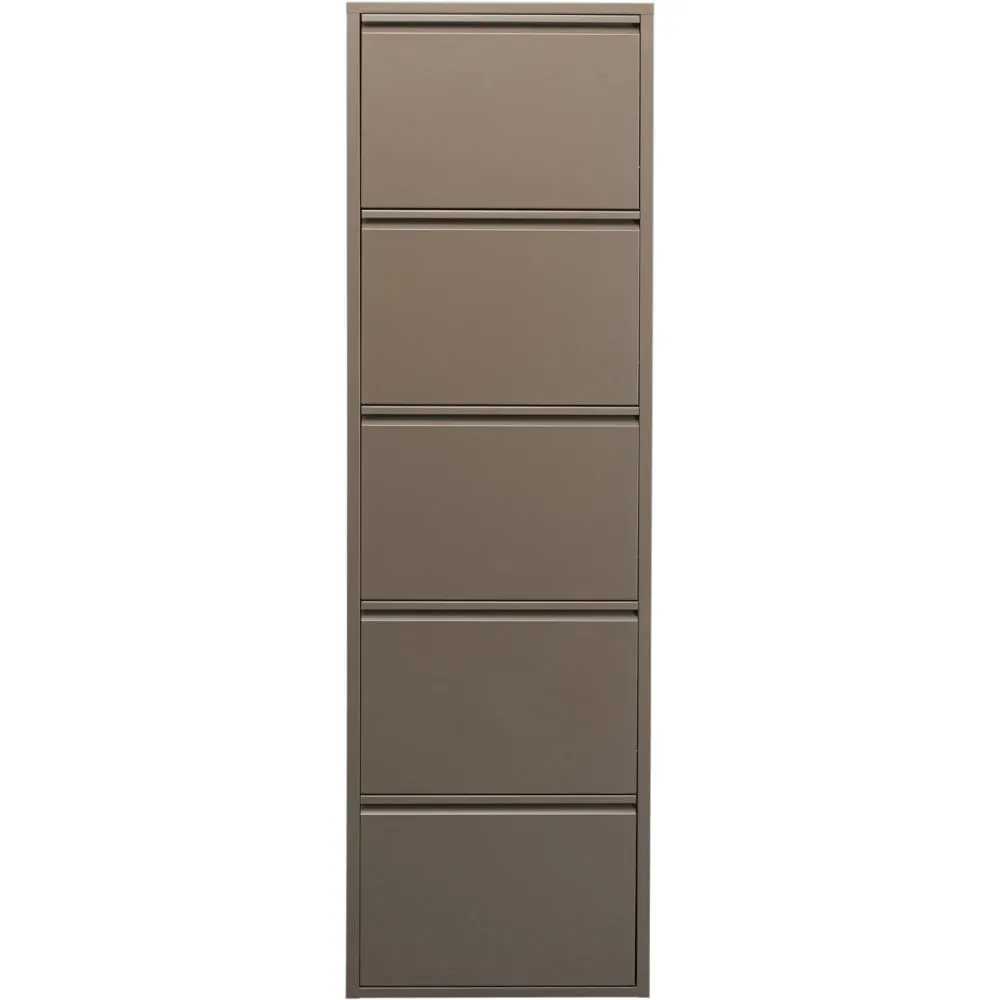 Casier à chaussures 5 tiroirs en acier taupe