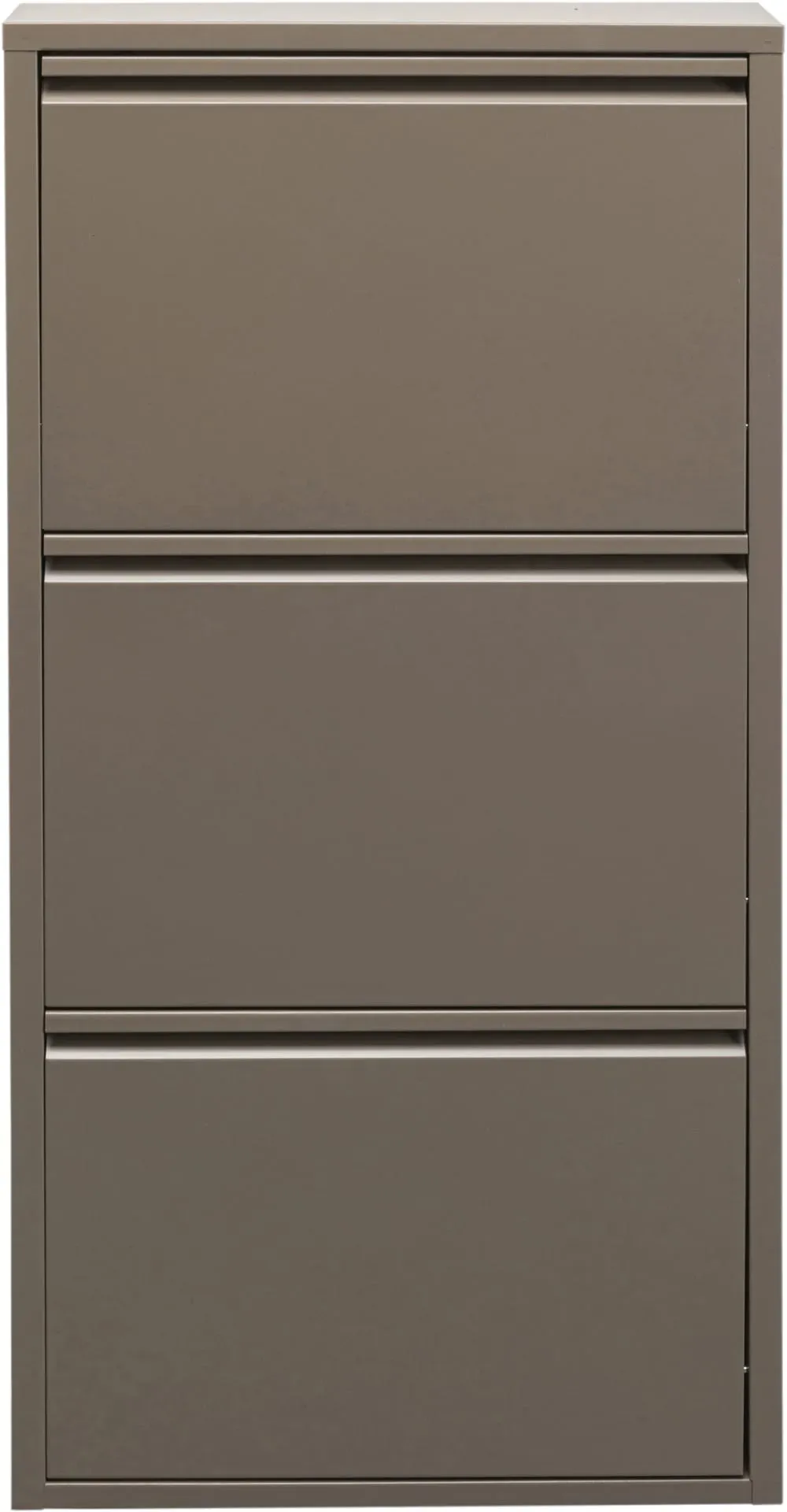 Casier à chaussures 3 tiroirs en acier taupe