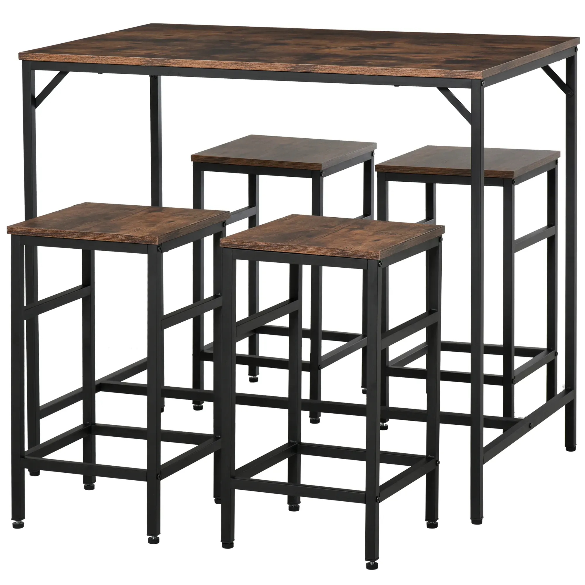 Ensemble table de bar design industriel + 4 tabourets