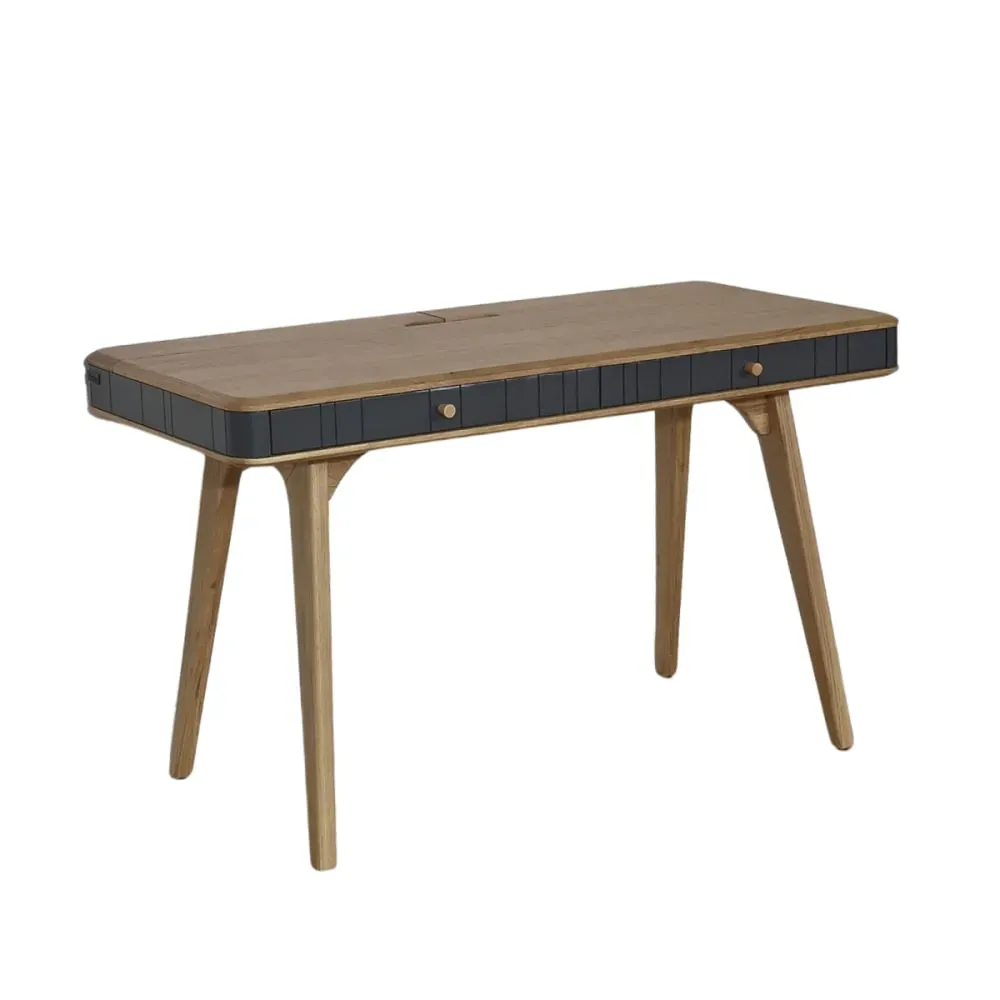 Bureau 2 tiroirs en chêne gris anthracite