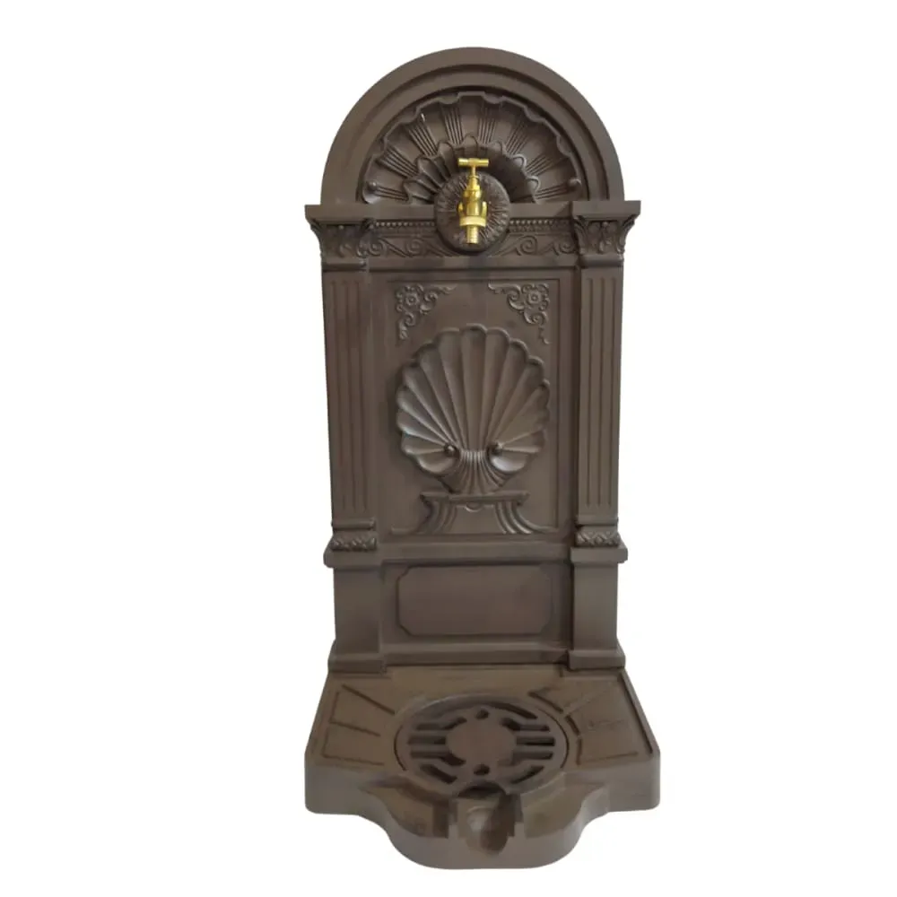 Fontaine de jardin extérieur en fonte aluminium marron 42 x 32 x 84cm