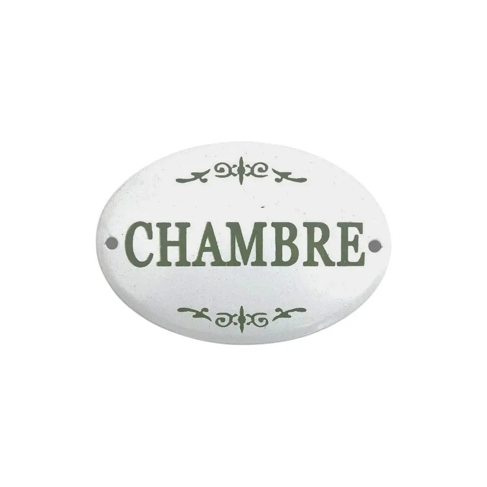 Plaque de porte décorative vintage chambre fer blanc vert 10.5x8cm