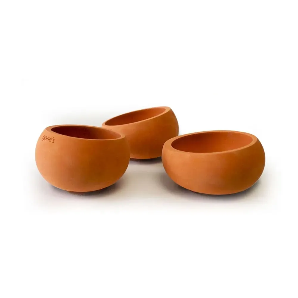 Lot de 3 photophores béton terracotta
