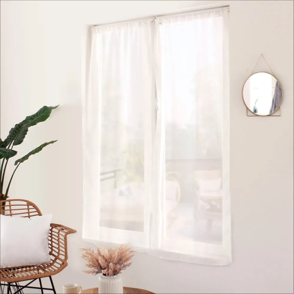 Paire de vitrage blanc sablé 90x160cm