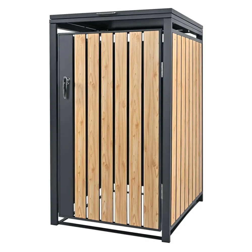 Abri pour 1 poubelle 68x80x116,3 cm 240L anthracite aspect mélèze