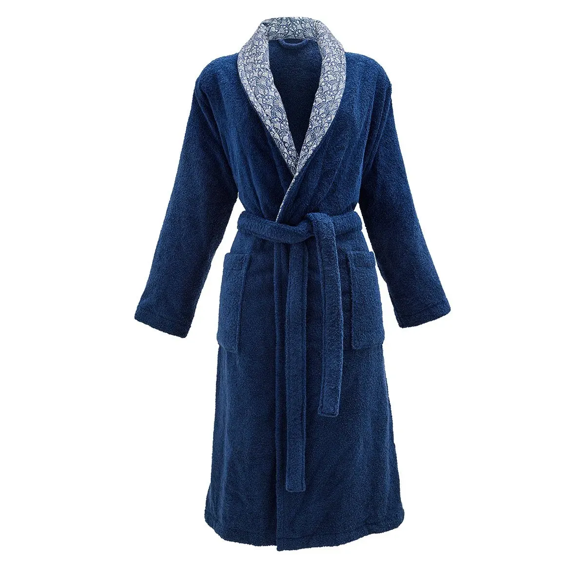 Peignoir coton bleu foncé s