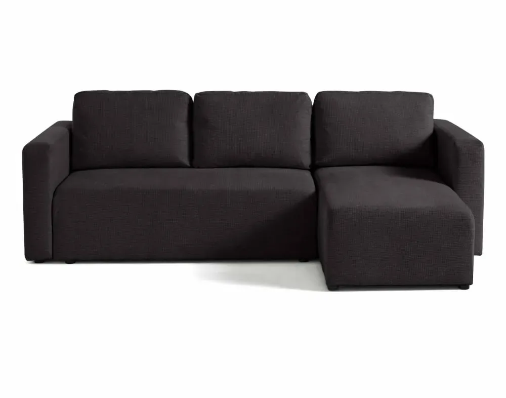 Canapé d'angle réversible convertible 4 places en tissu texturé gris