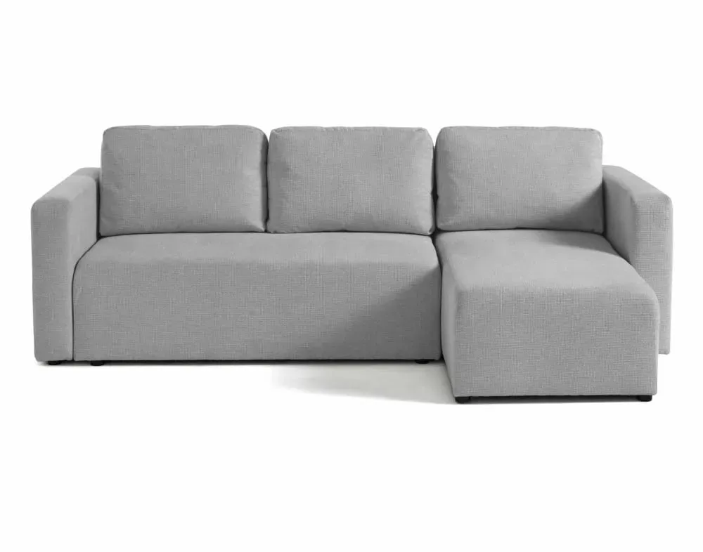 Canapé d'angle réversible convertible 4 places en tissu texturé gris