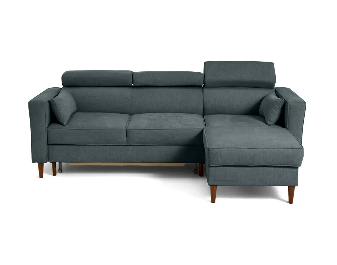 Canapé d'angle réversible convertible 4 places en tissu texturé bleu