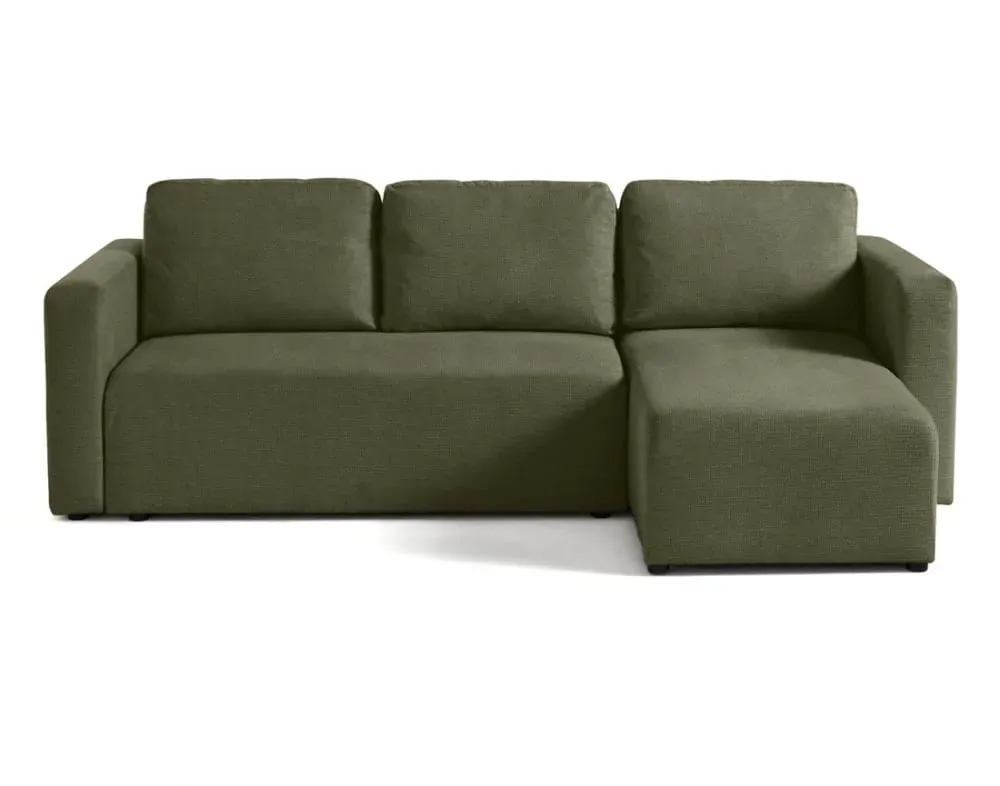 Canapé d'angle réversible convertible 4 places en tissu texturé vert