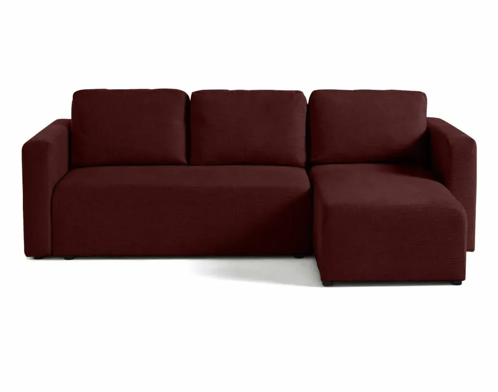 Canapé d'angle réversible convertible 4 places en tissu texturé prune