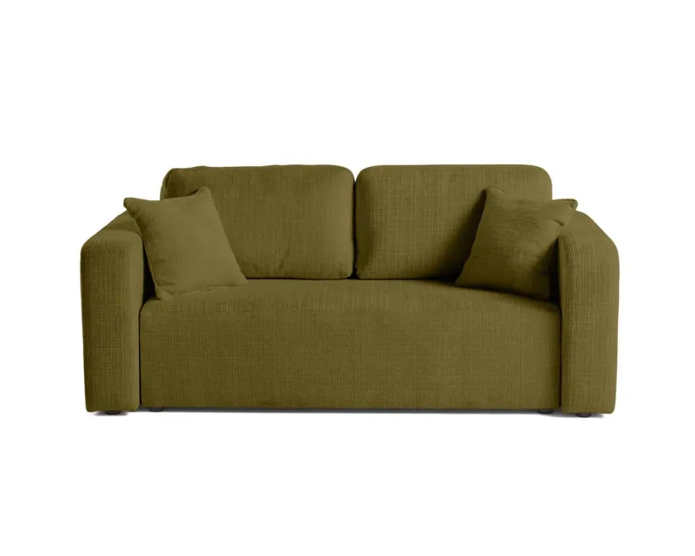 Canapé droit 2 places en velours texturé vert olive