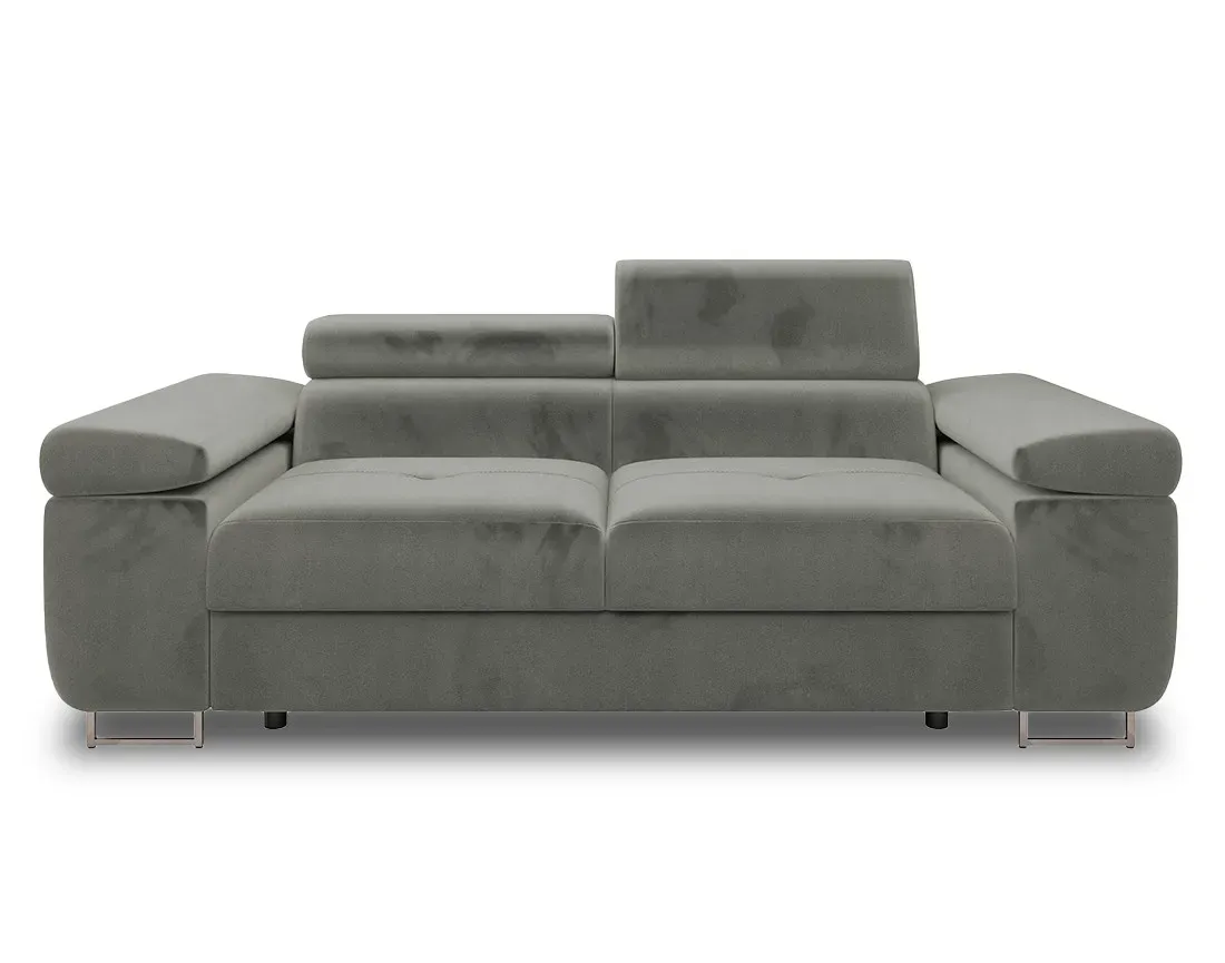 Canapé droit 2 places en velours gris