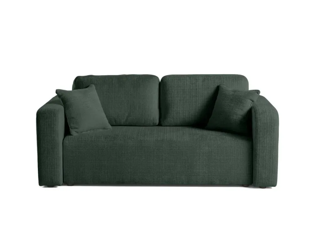 Canapé droit 2 places en velours texturé vert