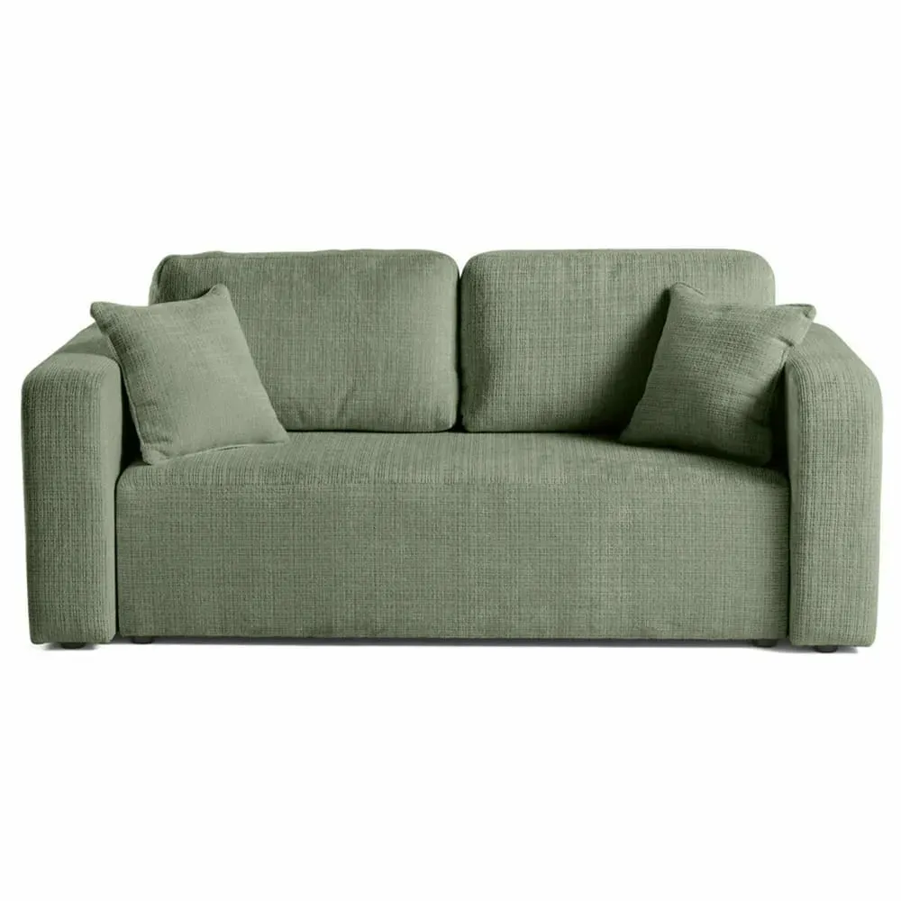 Canapé droit 2 places en velours texturé vert sauge