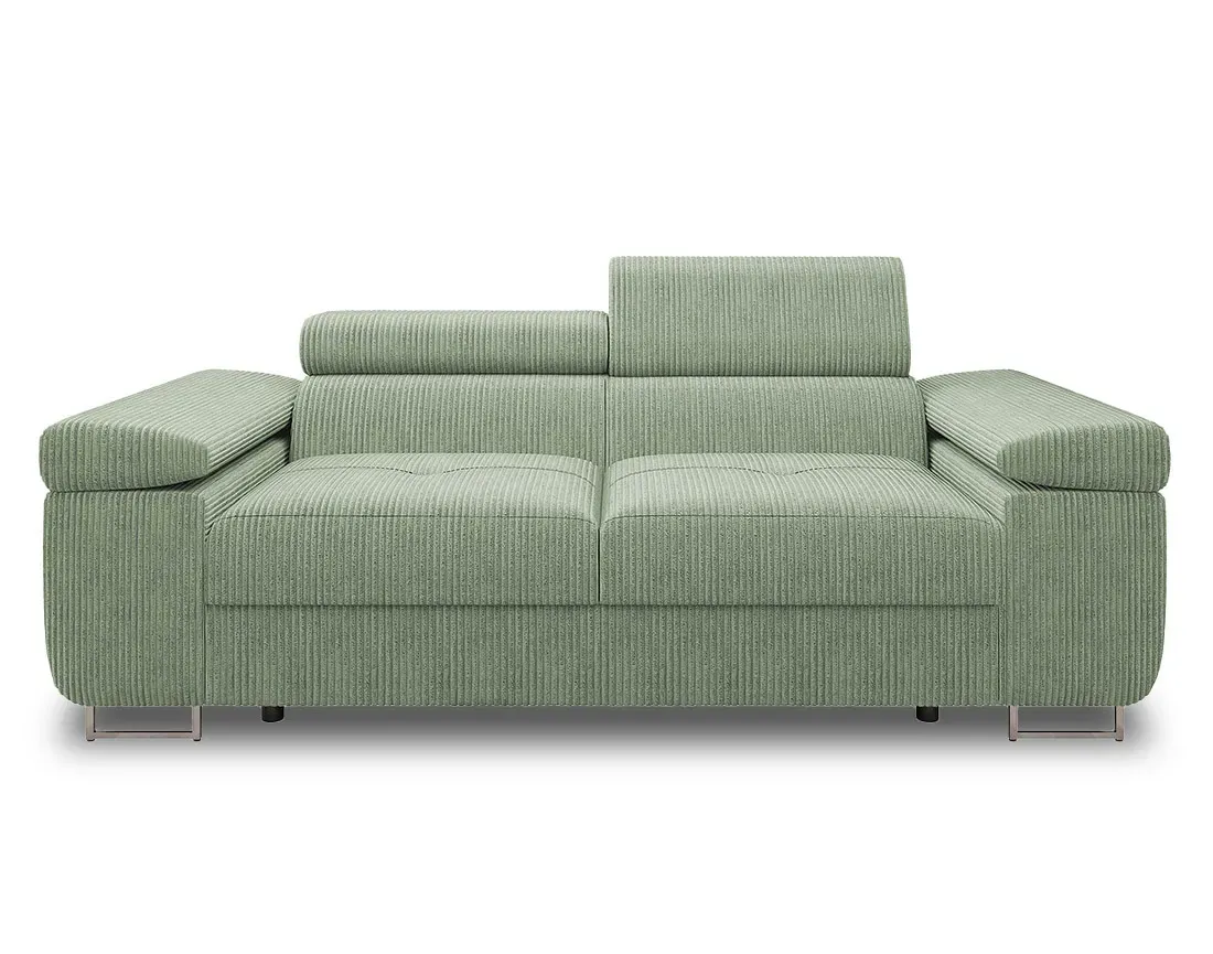 Canapé droit 2 places en velours côtelé vert sauge