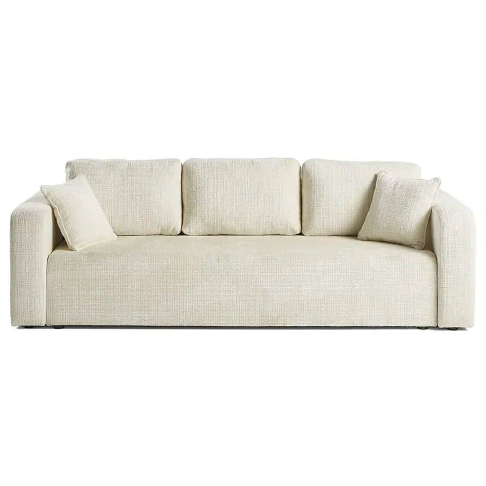 Canapé droit convertible 3 places en velours texturé beige