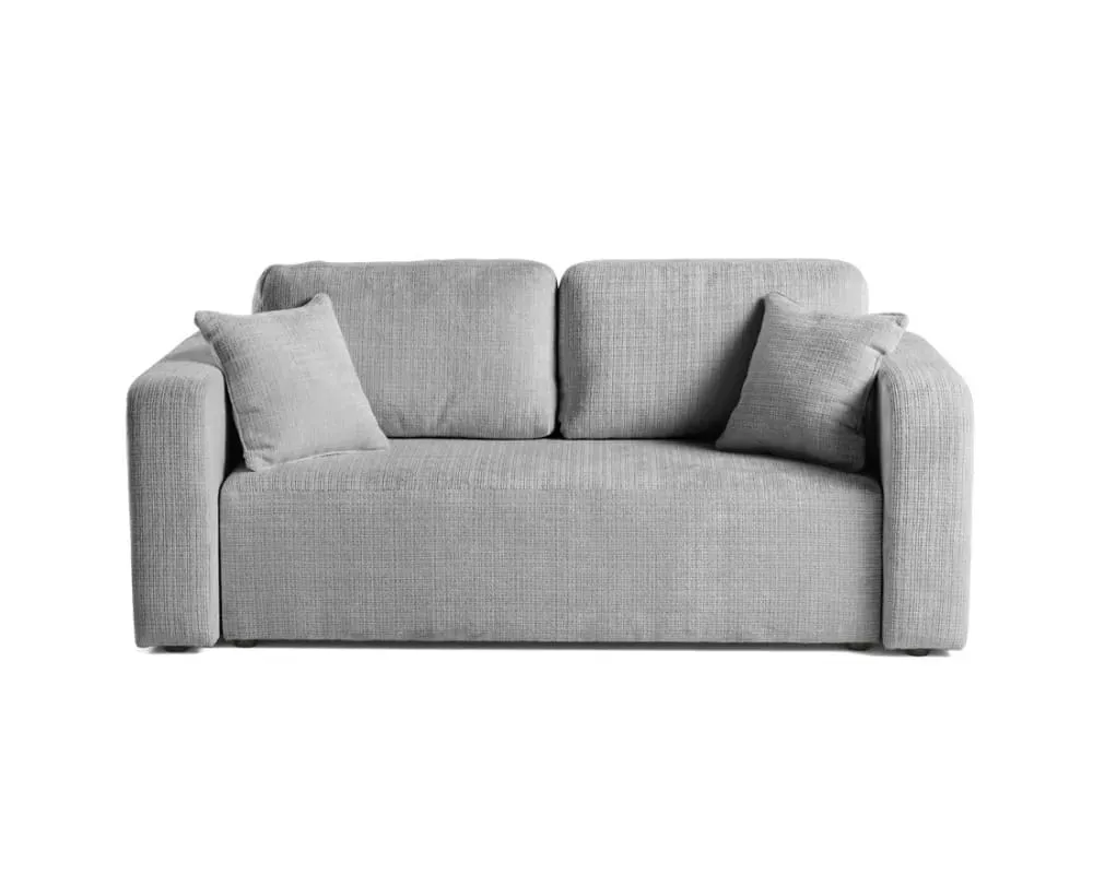 Canapé droit 2 places en velours texturé gris