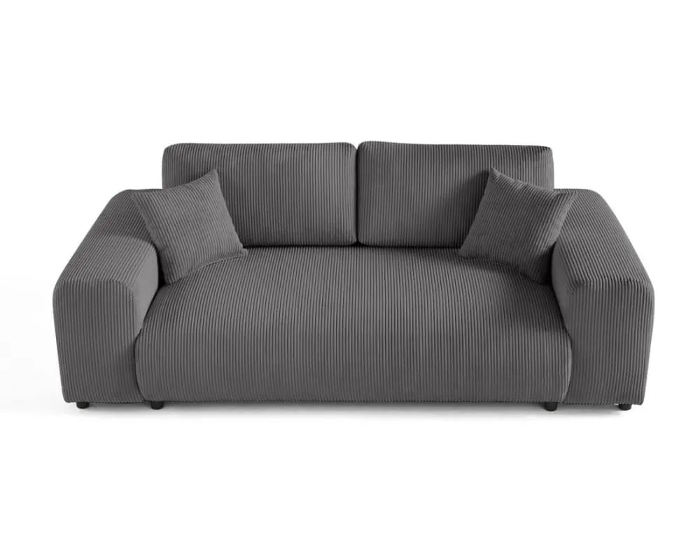 Canapé droit 3 places en velours côtelé gris foncé