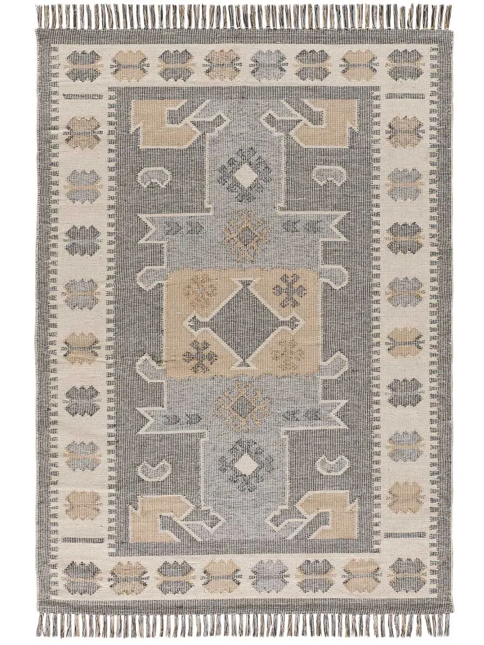 Tapis en coton ethnique gris/beige  120x170 cm