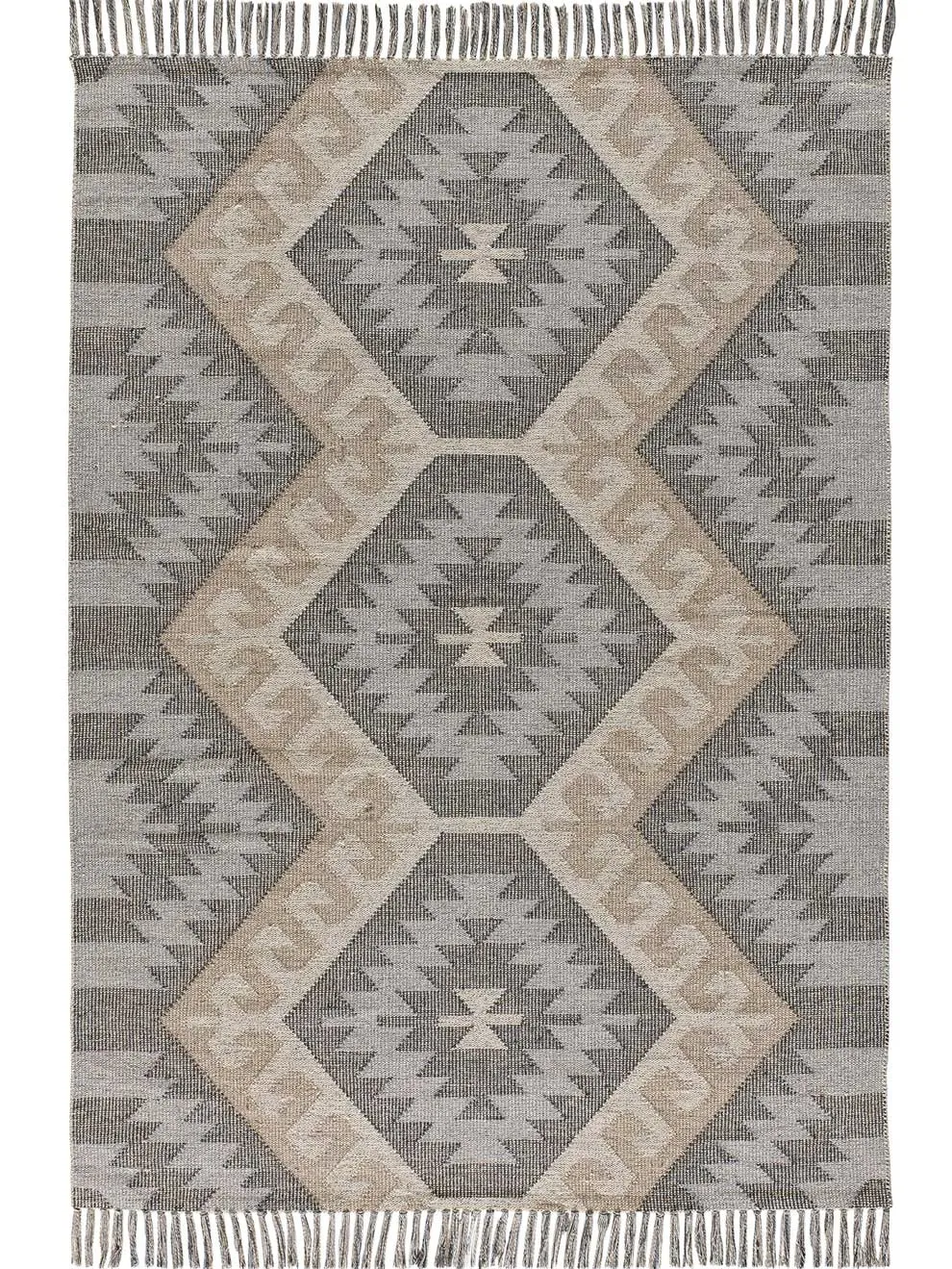 Tapis en coton ethnique gris/beige  160x230 cm